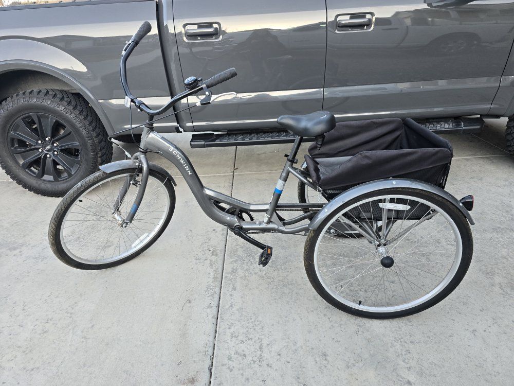 Adult tricycle
Schwinn Meridian Adult Tricycle - Gray 3-Wheel Bike with Rear Cargo Basket