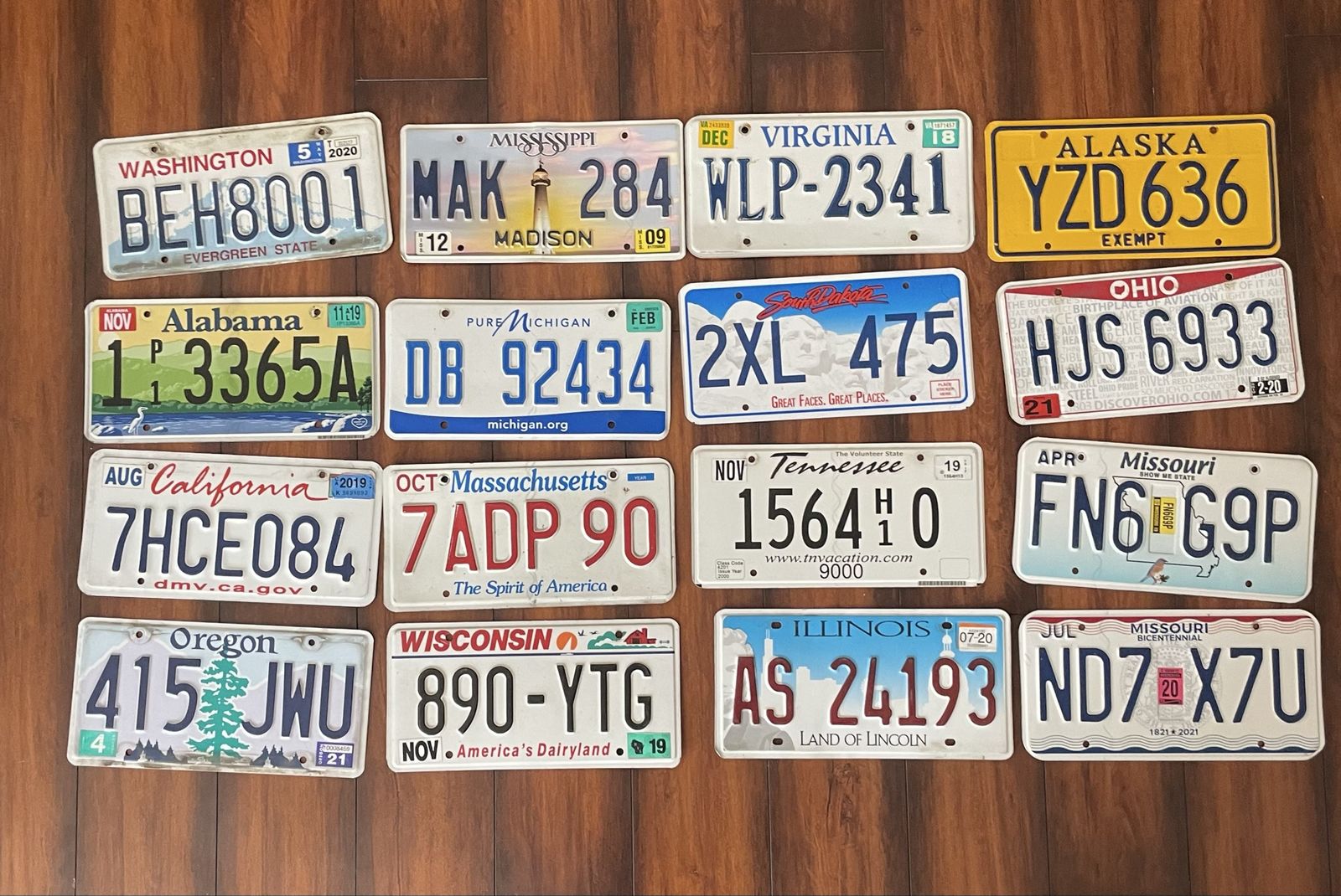 Lot of 16 Used US State License Plates - Various States & Dates, Collector's Items