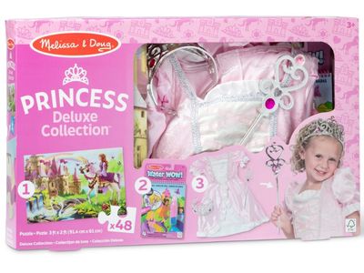 NEW Melissa & Doug Princess Deluxe Collection: Dress-Up, 48-pc Puzzle & Water Wow! Activity Set