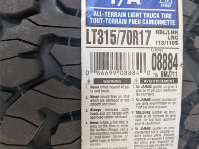 Brand new BFG AT T/A KO2 315/70/R17 Ford F-150 Raptor or Jeep tires