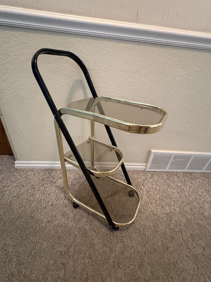 Vintage Brass & Glass Folding Bar Cart | Hollywood Regency $150 cash/venmo in Provo