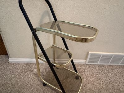 Vintage Brass & Glass Folding Bar Cart | Hollywood Regency $150 cash/venmo in Provo