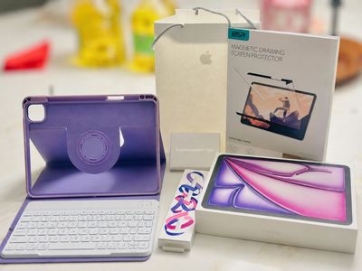 Apple iPad Air 11 in Bundle with Purple Keyboard Case and ESR Magnetic Drawing Screen Protectors