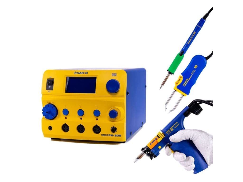 Hakko FM206-DTS 3-Port Rework Station (Desolder, Tweezer, Solder) - ESD Safe