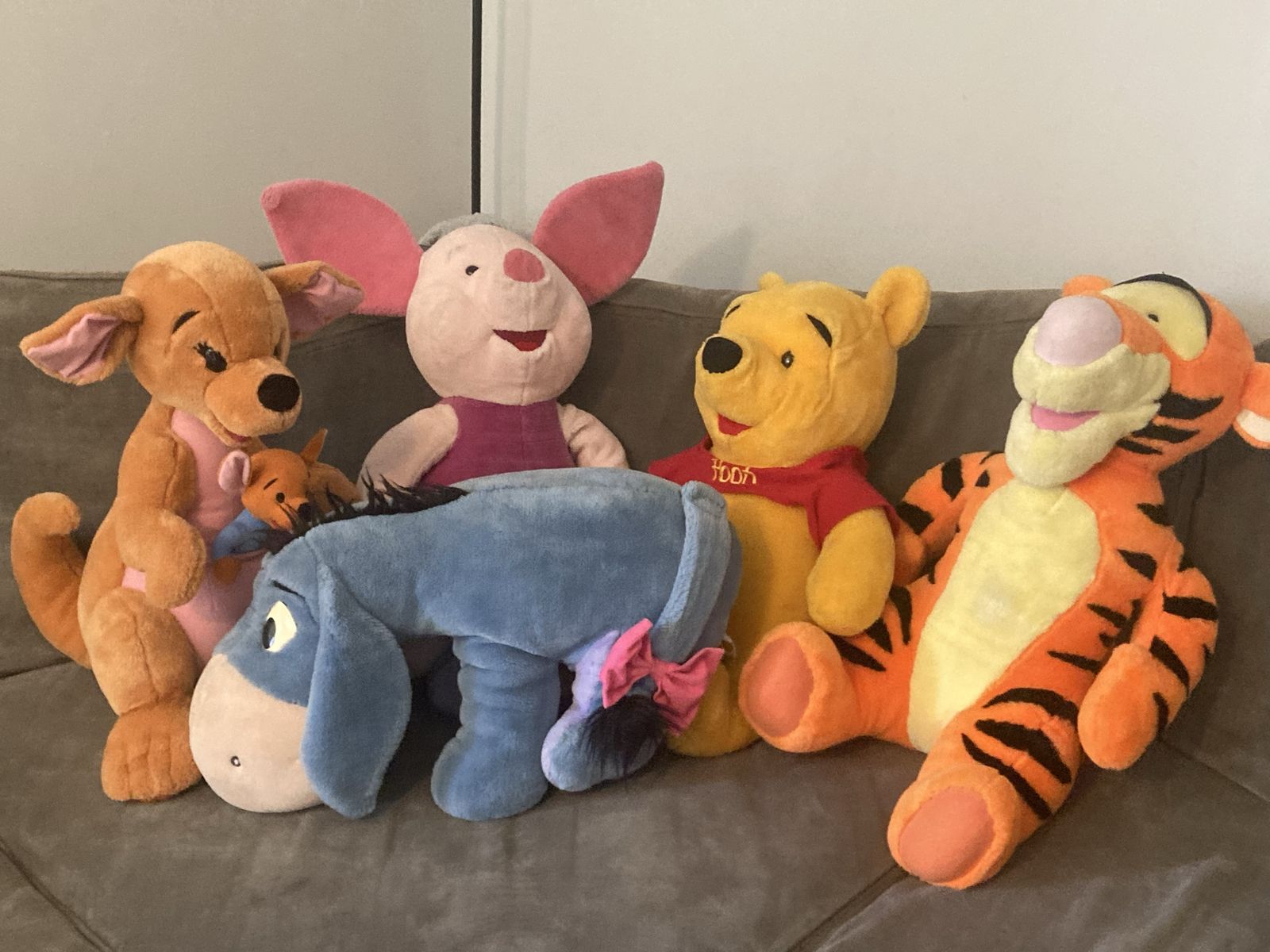 Winnie the Pooh 22 inch stuffed animal collection: Pooh, Tigger, Eeyore, Piglet, Kangaroo and Roo.