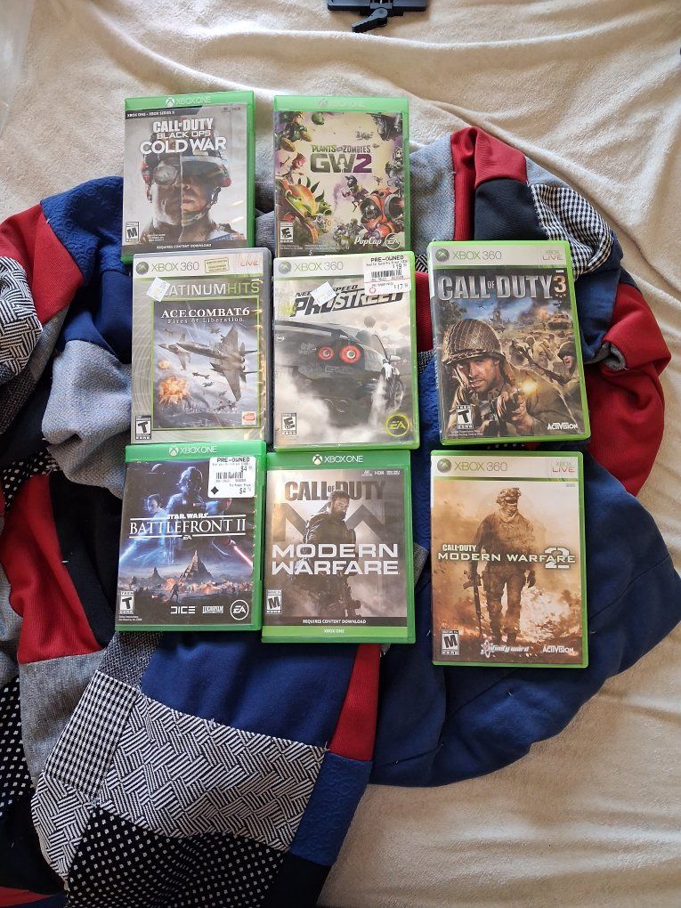 Assorted xbox one and xbox 360 games