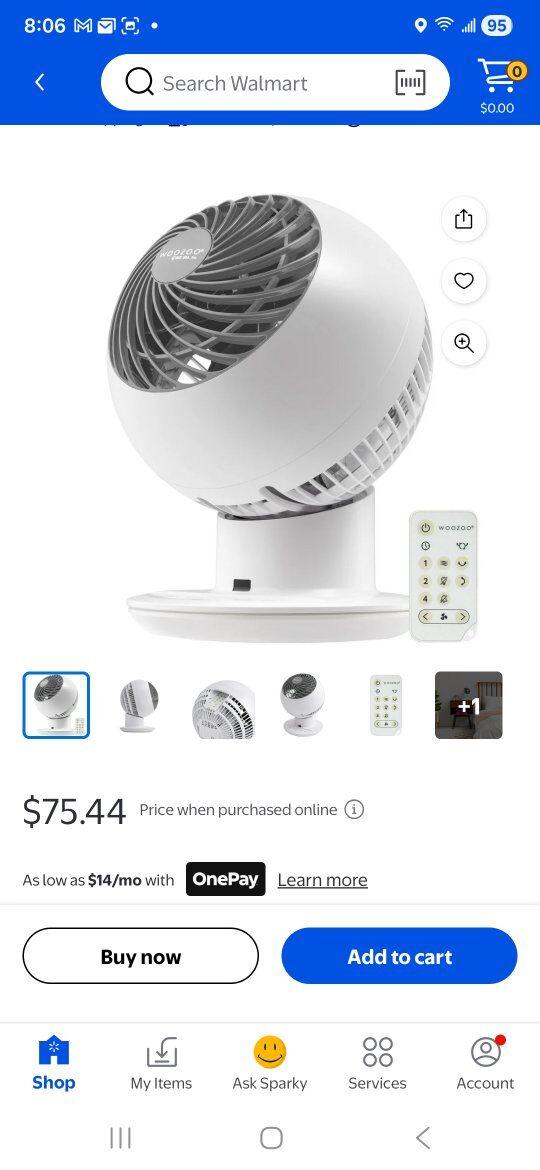 IRIS USA WOOZOO Air Circulator Fan with Remote, Os