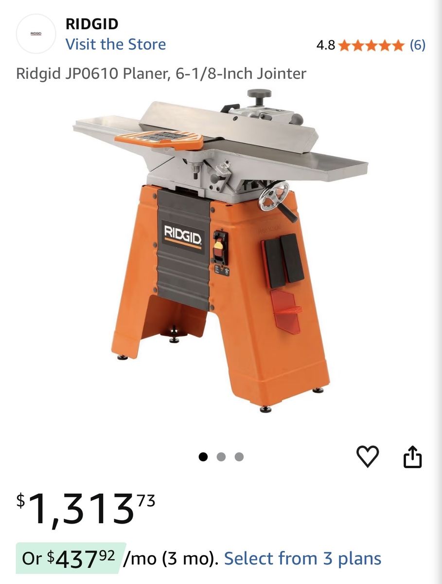 Ridgid JP0610 Planer, 6-1/8-Inch Jointer - New in Box Woodworking Tool