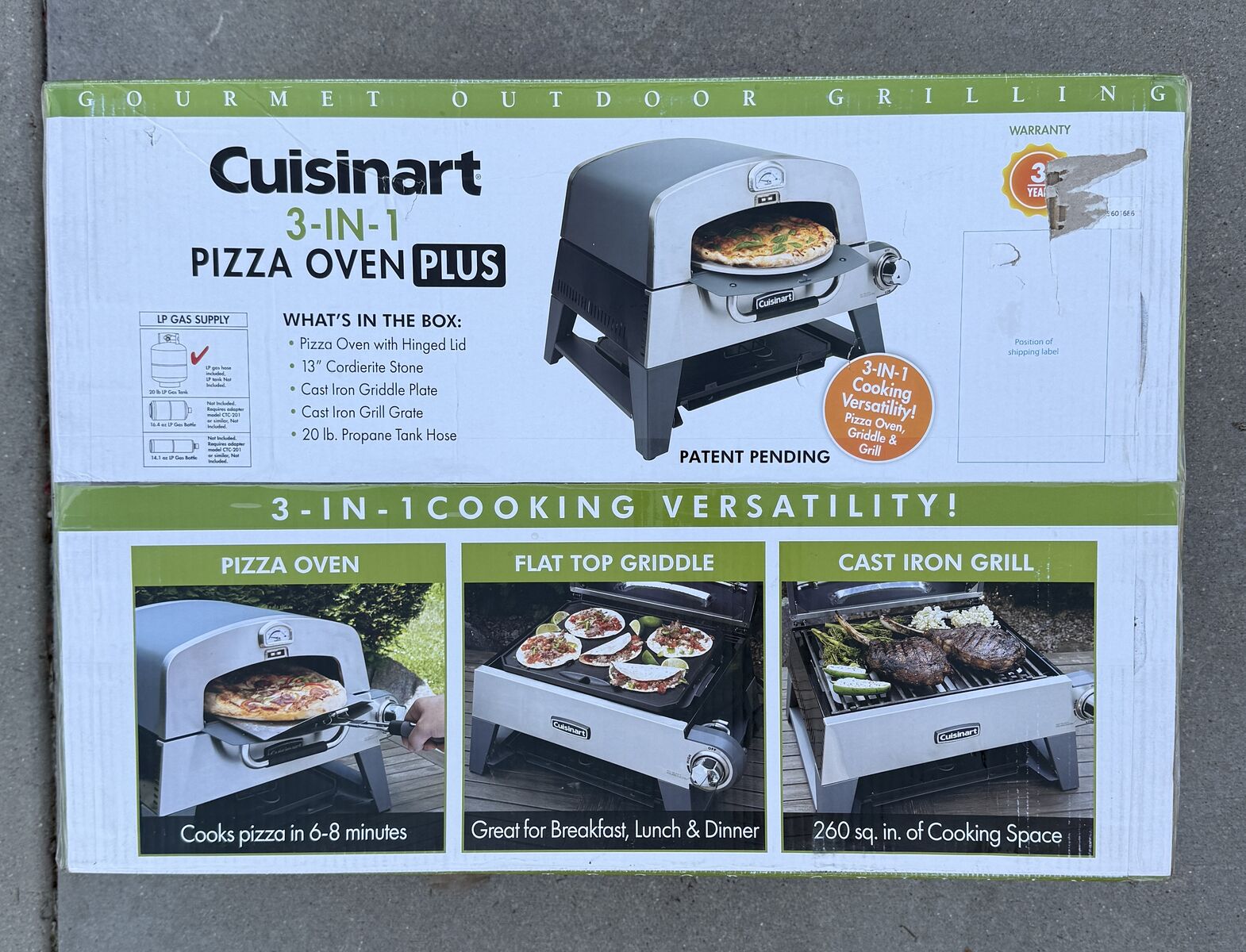 NEW Cuisinart 3-IN-1  Pizza Oven Plus