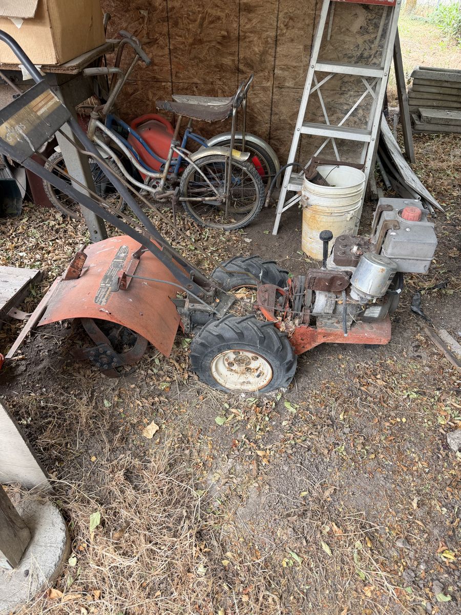Red Garden Tiller - Used, for Parts or Repair