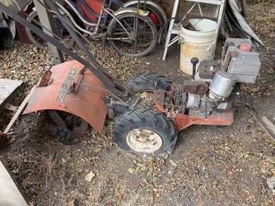 Red Garden Tiller - Used, for Parts or Repair