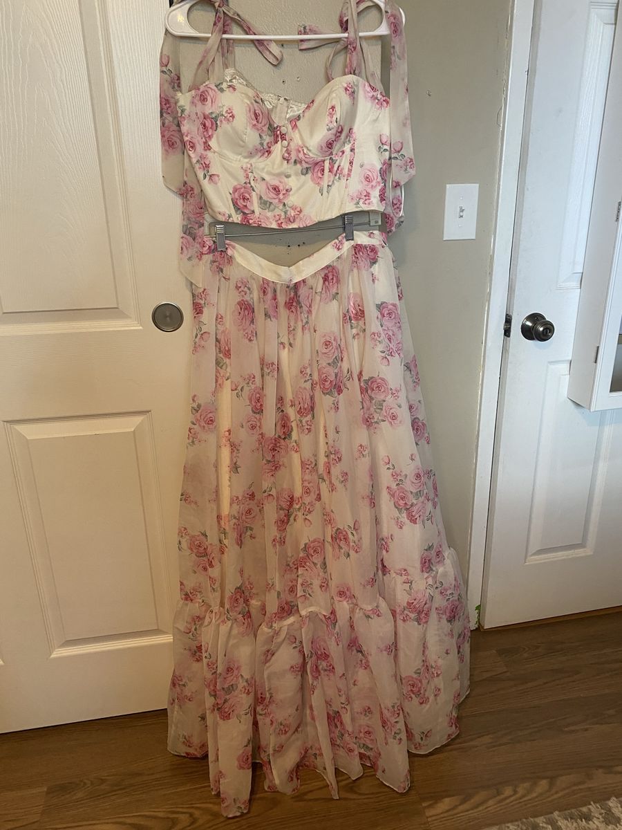 B. Darlin Women's Floral Print 2-Piece Crop Top & Maxi Skirt Set, Size 13/14