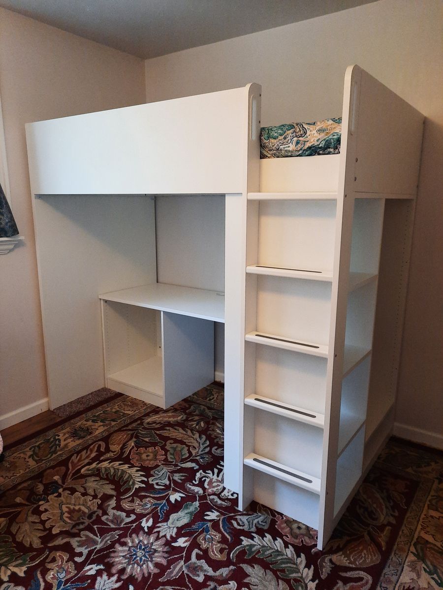 IKEA Bunk bed with desk and shelves