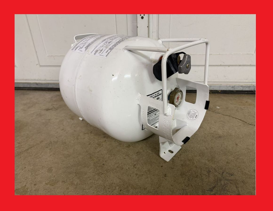 FULL Flame King 20-LB Horizontal Propane Tank Cylinder for Fire Pits, Patio Heaters, Barbeques, RVs, Trailers, and Truck Campers