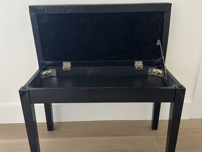 Black Piano Bench with Storage Compartment