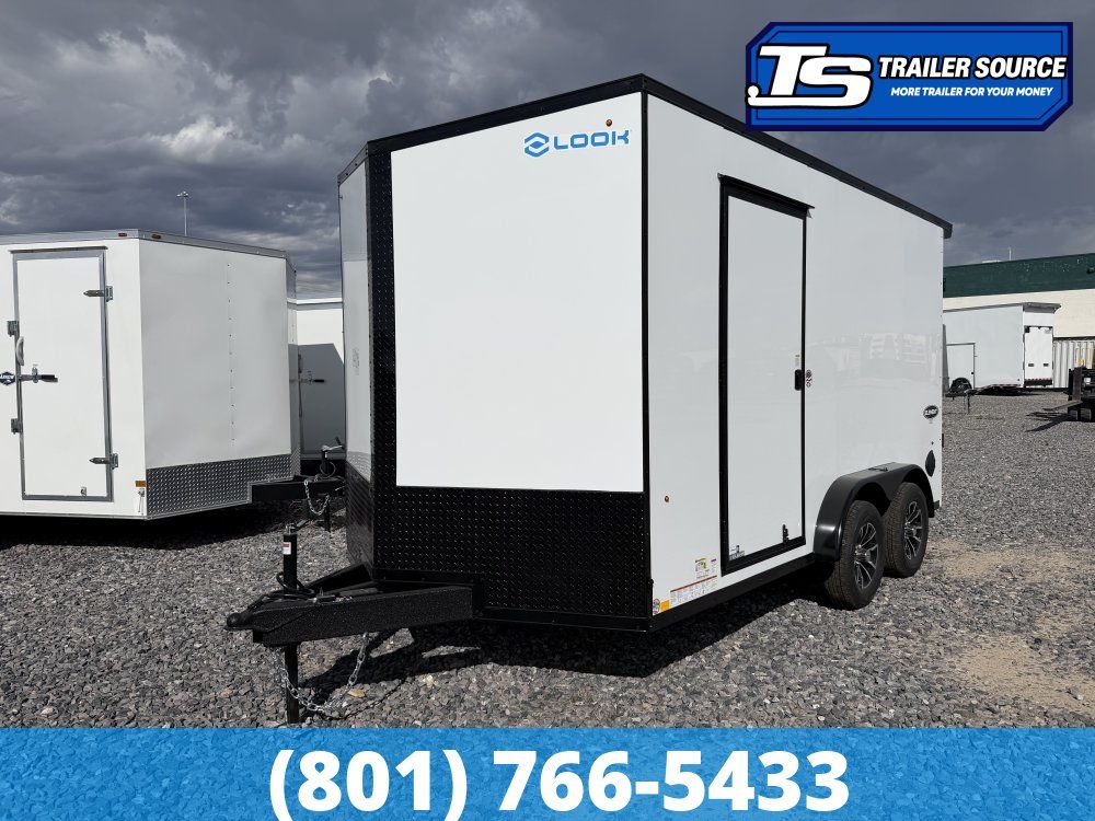 7.5x14 Look Element SE Enclosed Cargo Trailer - 7'0" Interior - 7K GVWR - .080 PolyCor, Alloy Wheels, Black Out Package, Rear