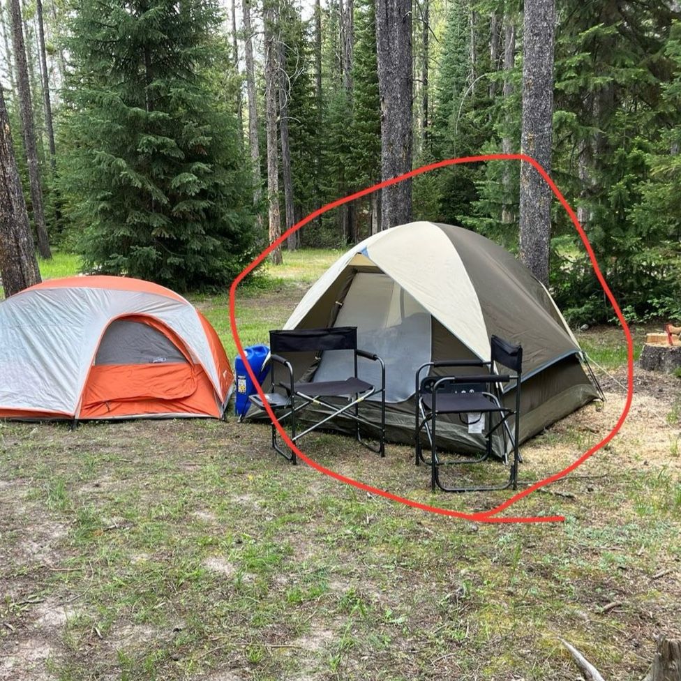 Coleman “4” man dome tent with fly and stakes.