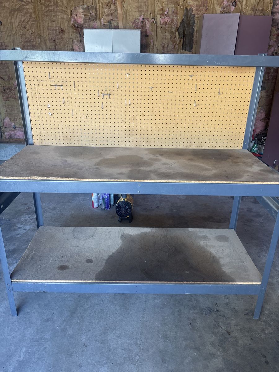 Heavy-Duty Workbench with Pegboard Backsplash and Storage Shelf - Sturdy Industrial Workstation