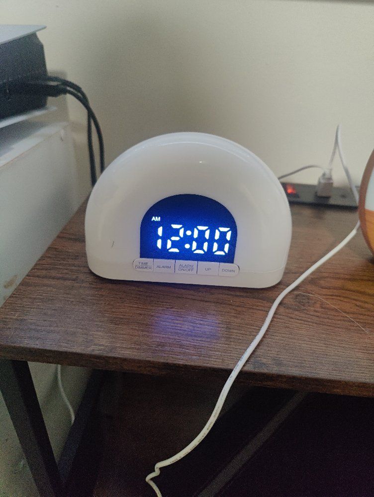 White Sunrise Digital LED Alarm Clock with USB Power