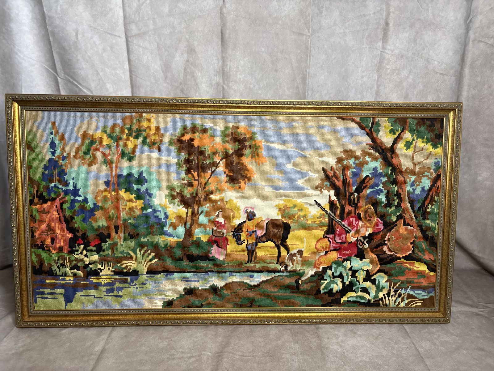 Vintage Needlepoint Amsterdam Wall Art