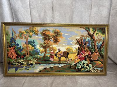 Vintage Needlepoint Amsterdam Wall Art