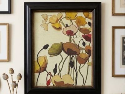 Shirley Novak Framed Original Floral Oil Painting - Poppies & Flowers Wall Art Decor 21x23"