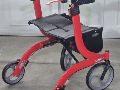Drive Medical Nitro Rollator Walker - Red, Foldable, with Seat & Storage - Excellent Condition
