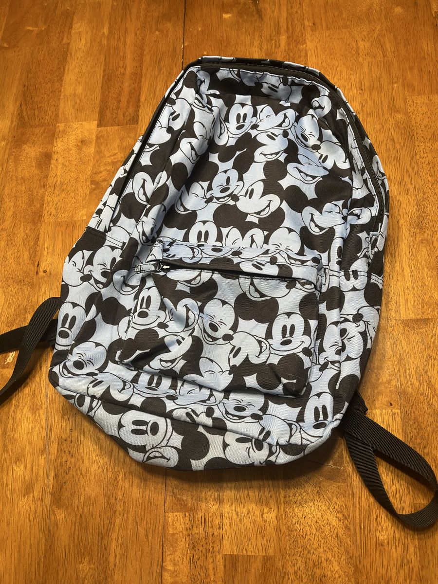 Mickey Mouse Blue & Black Allover Print Backpack - Disney Fashion Accessory