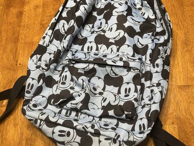 Mickey Mouse Blue & Black Allover Print Backpack - Disney Fashion Accessory
