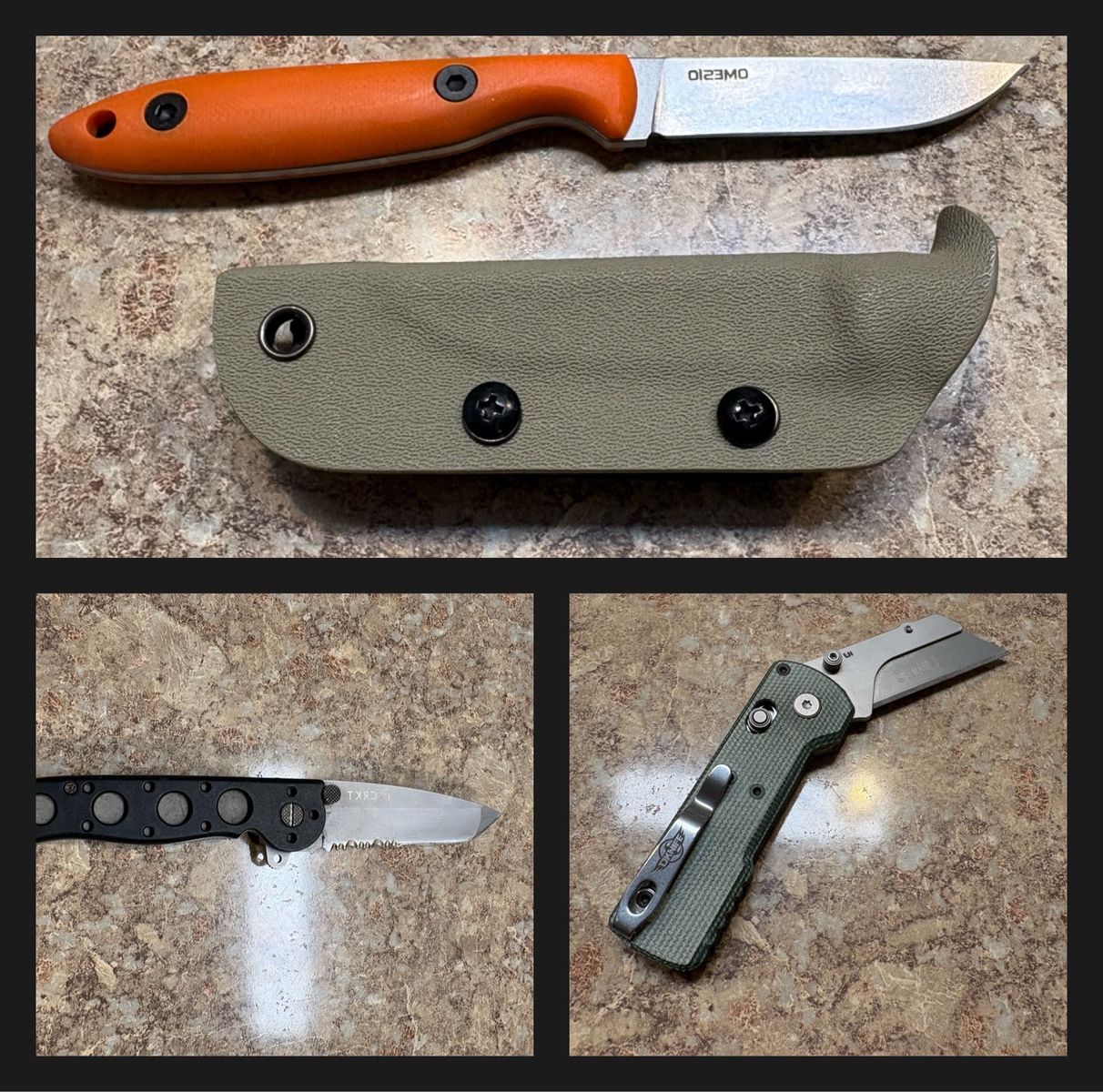 Assorted EDC Pocket Knives, - CRKT, Gerber, Oknife, Case, Hubertus, and more.