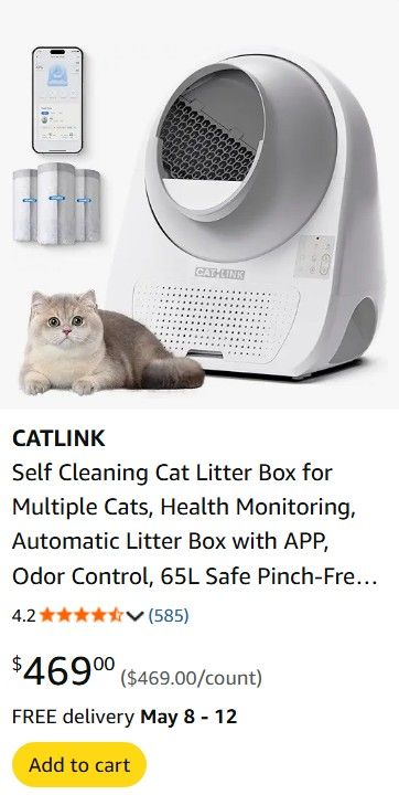 CATLINK Self Cleaning Cat Litter Box for Multiple Cats