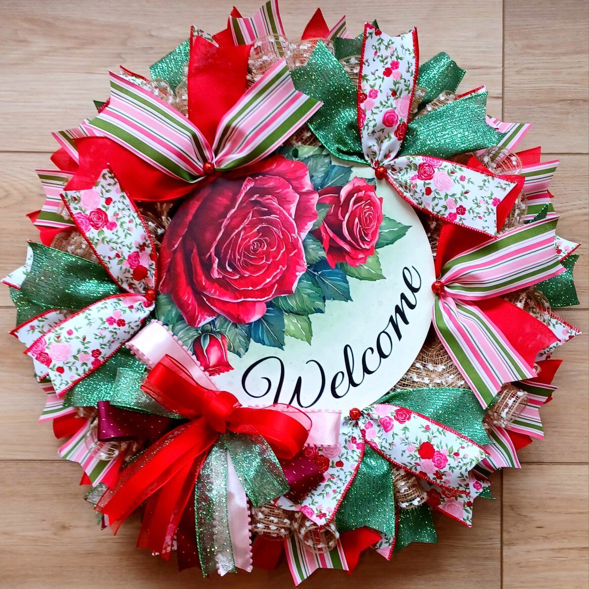 Red Rose Welcome Wreath