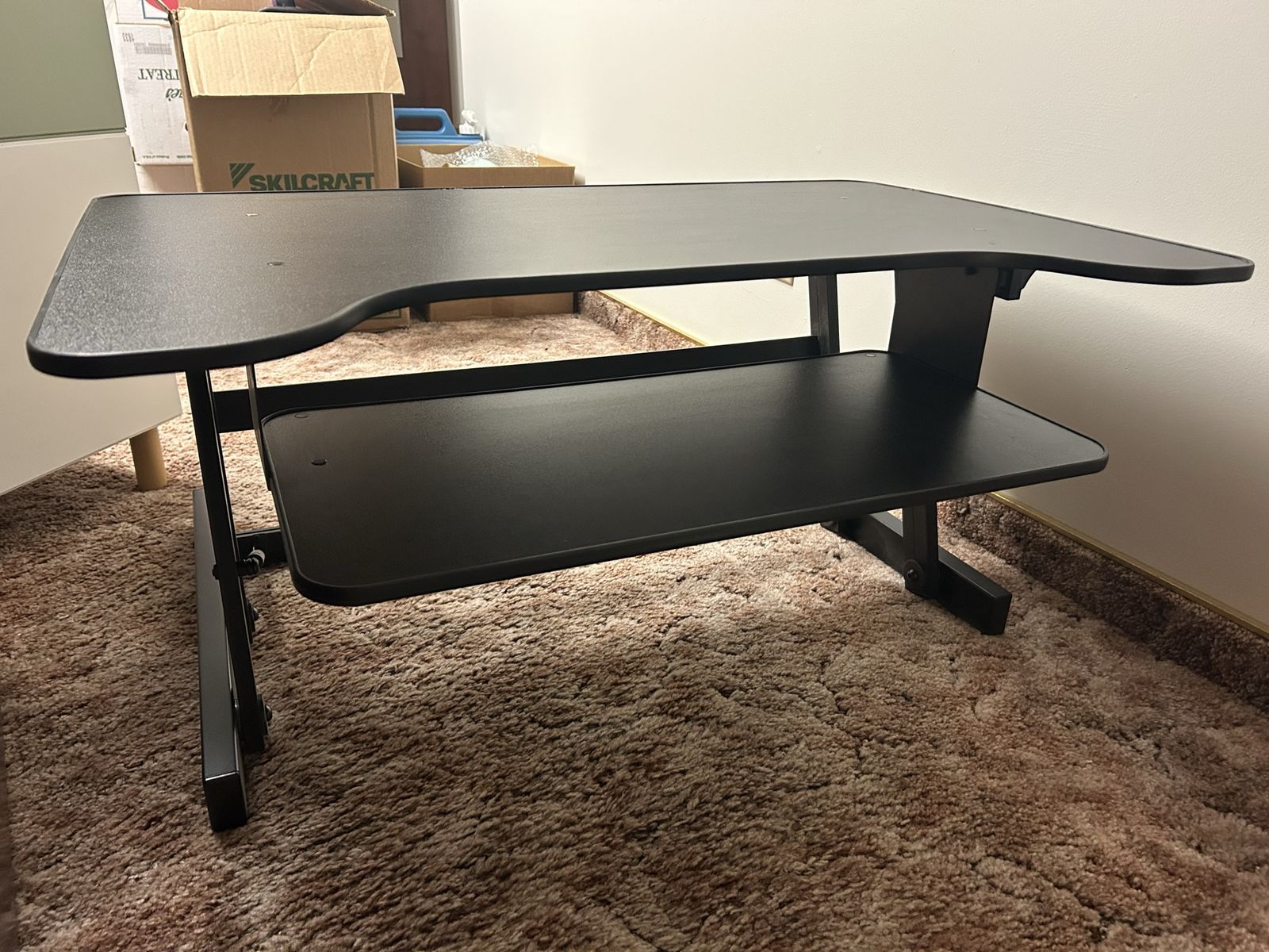Black Sit-stand desk converter adjustable