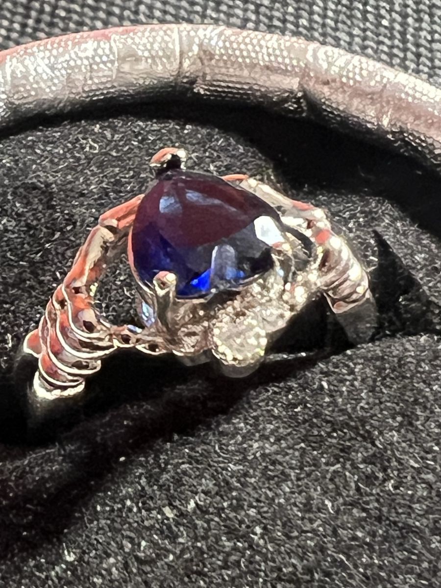 Stainless steel Blue Heart Gemstone Claddagh Ring - Size-7