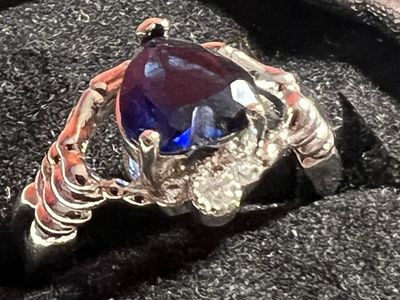 Stainless steel Blue Heart Gemstone Claddagh Ring - Size-7