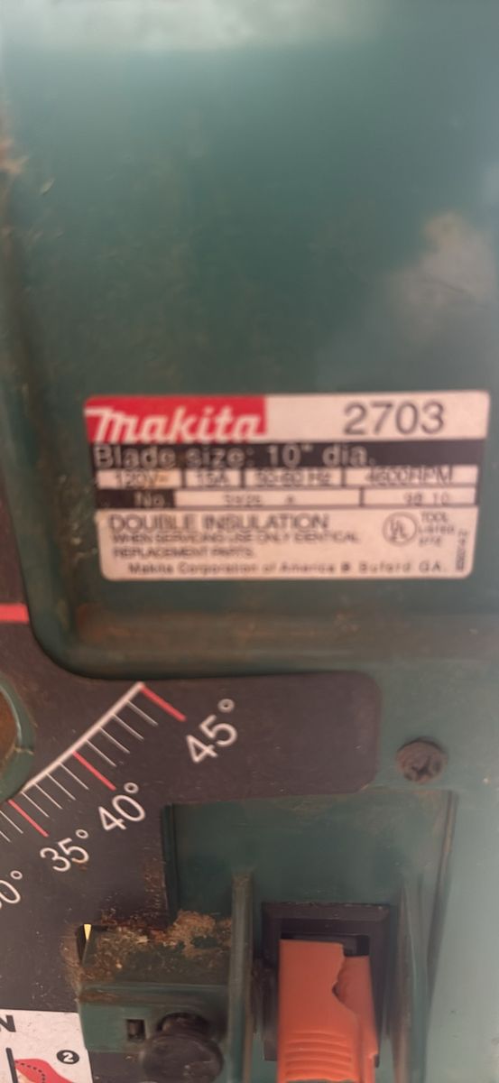 Makita 2703 10" Blade Table Saw with Dust Collection Bag & Rolling Stand, 4800 RPM