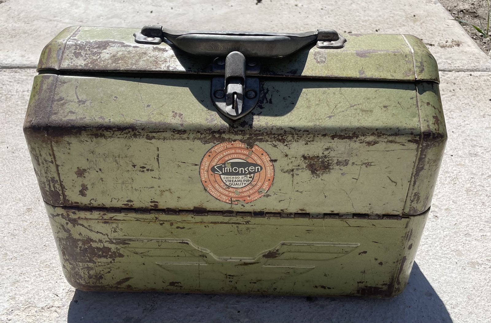 Vintage Green Metal Tackle Box