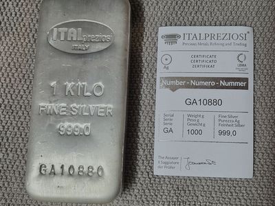1 Kilo Silver bar / 32.15 oz. Italpreziosi