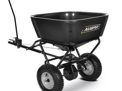 NEW AugFir Tow Behind Broadcast Spreader, 130 LBS Capacity Lawn Fertilizer Spreader / Riding Mower
