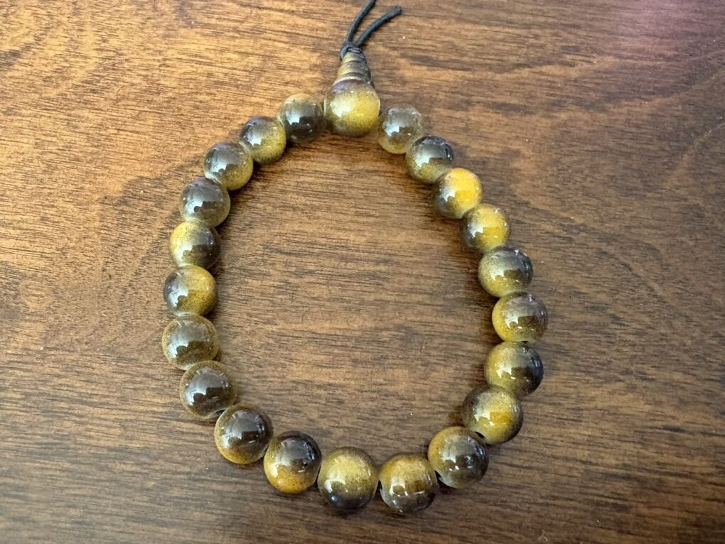 Brown Stone Beads On Elastic Bracelet