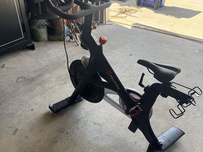 Peloton Bike Exercise Bike - Black with Red Pedals & Digital Screen