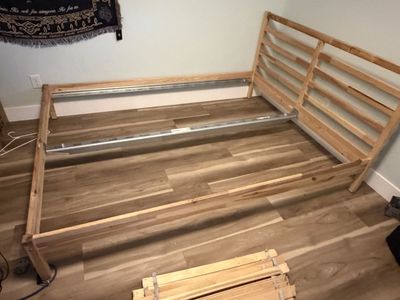 IKEA Tarva Queen Size Bed Frame & Slats - Solid Wood, Unfinished, Paintable/Stainable