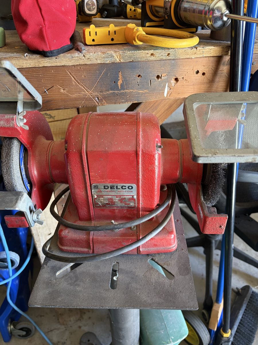 Vintage DELCO Electric Bench Grinder & Buffer - Works Great!