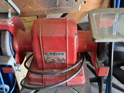 Vintage DELCO Electric Bench Grinder & Buffer - Works Great!