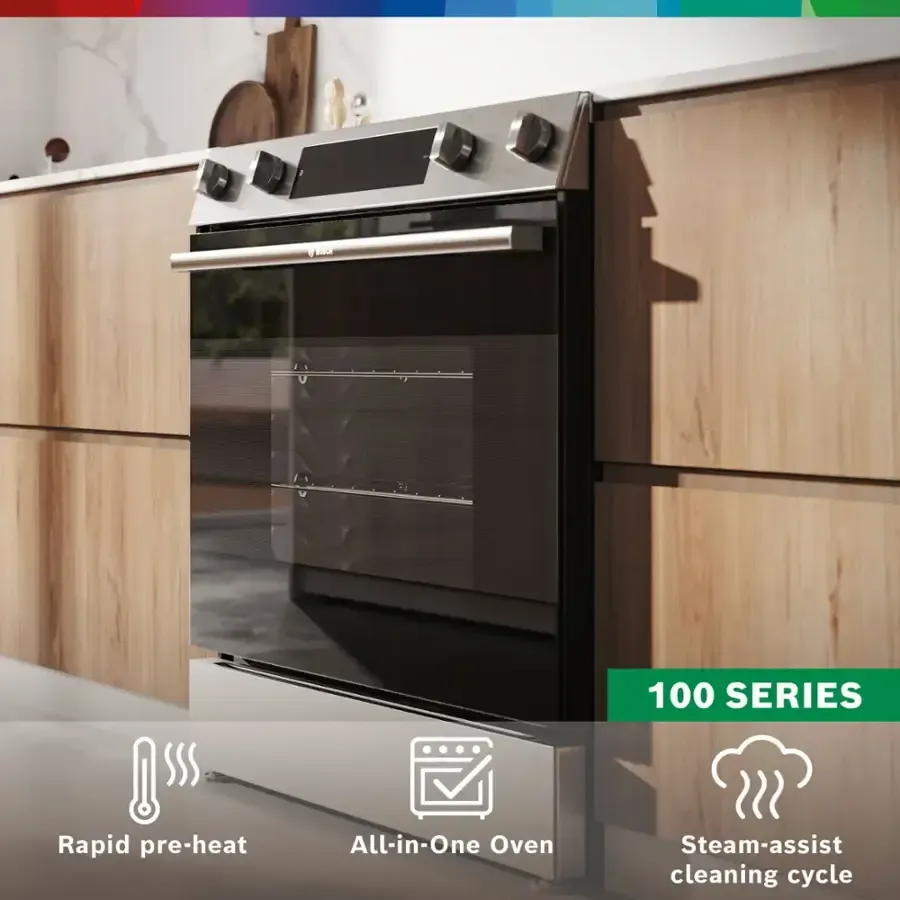 BOSCH 100 SERIES ELECTRIC RANGE!!! FACTORY WARRANTY!!!! OPEN BOX OR FLOOR MODEL