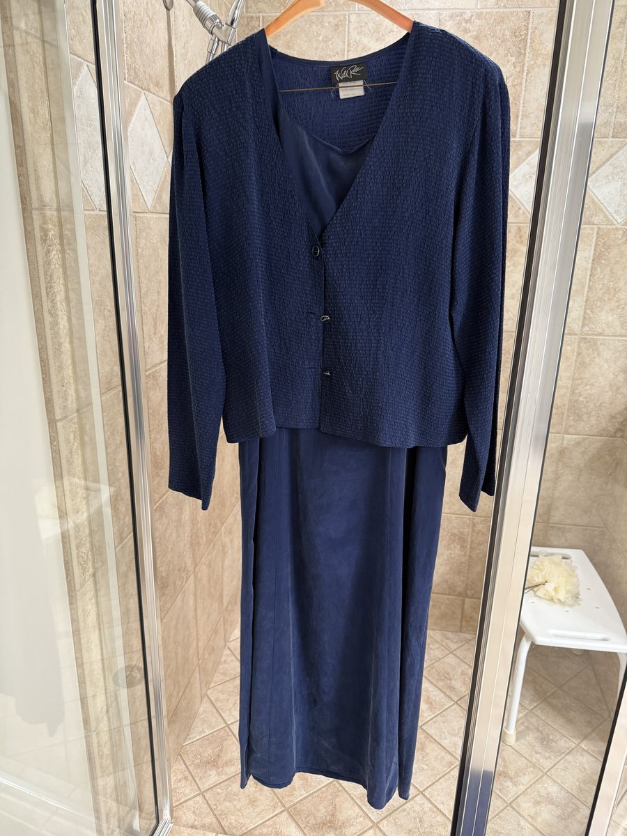Wild Rose Navy Blue 2-Piece Dress and Jacket Set - Women's Size 12