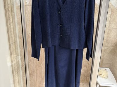 Wild Rose Navy Blue 2-Piece Dress and Jacket Set - Women's Size 12