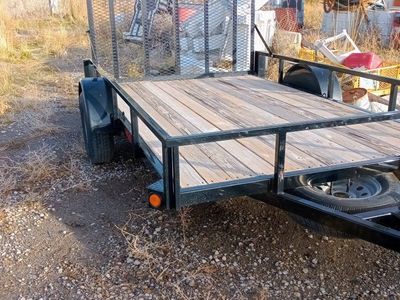 Utility Trailer with Ramp Gate - 10ft 4in x 4ft 11in, Wood Deck, Spare Tire Included