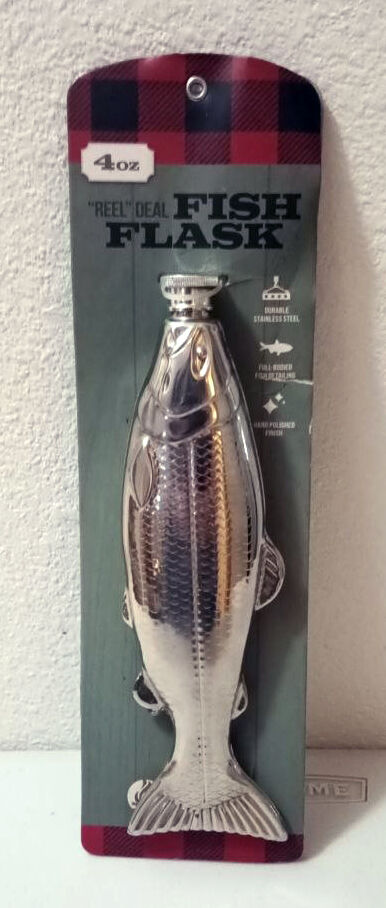 Flask. Stainless steel. Fish design. NO EMAILS OR TEXT PLEASE!