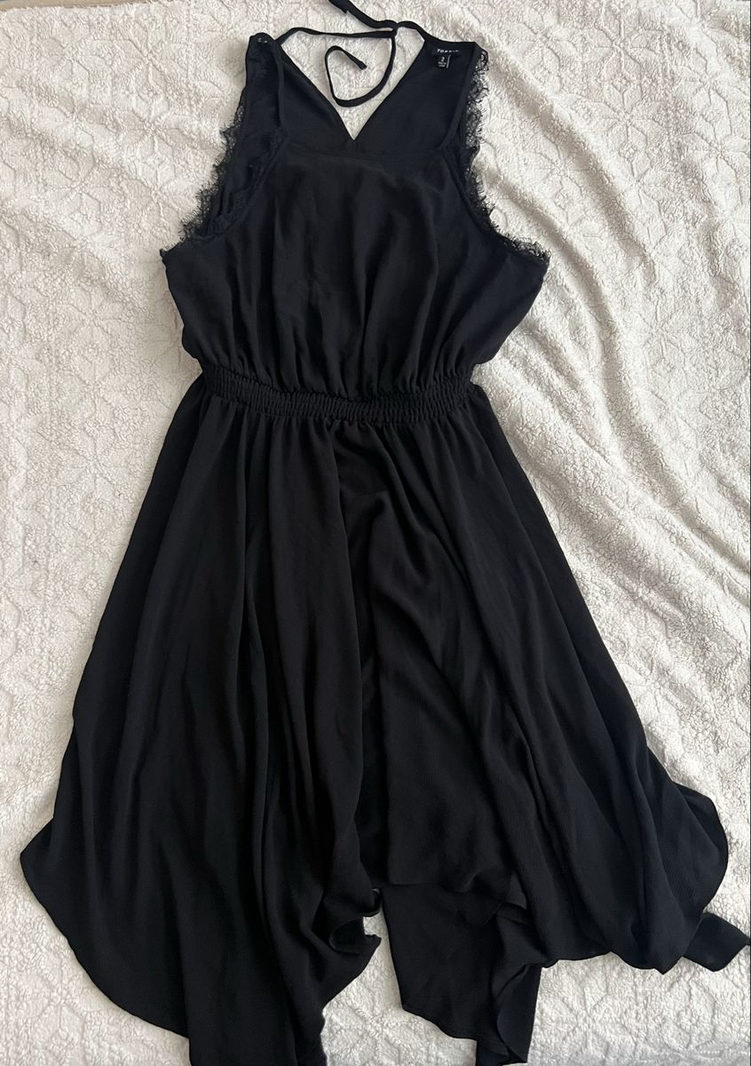 Torrid Black Lace Trim Halter Neck Handkerchief Dress Size 2